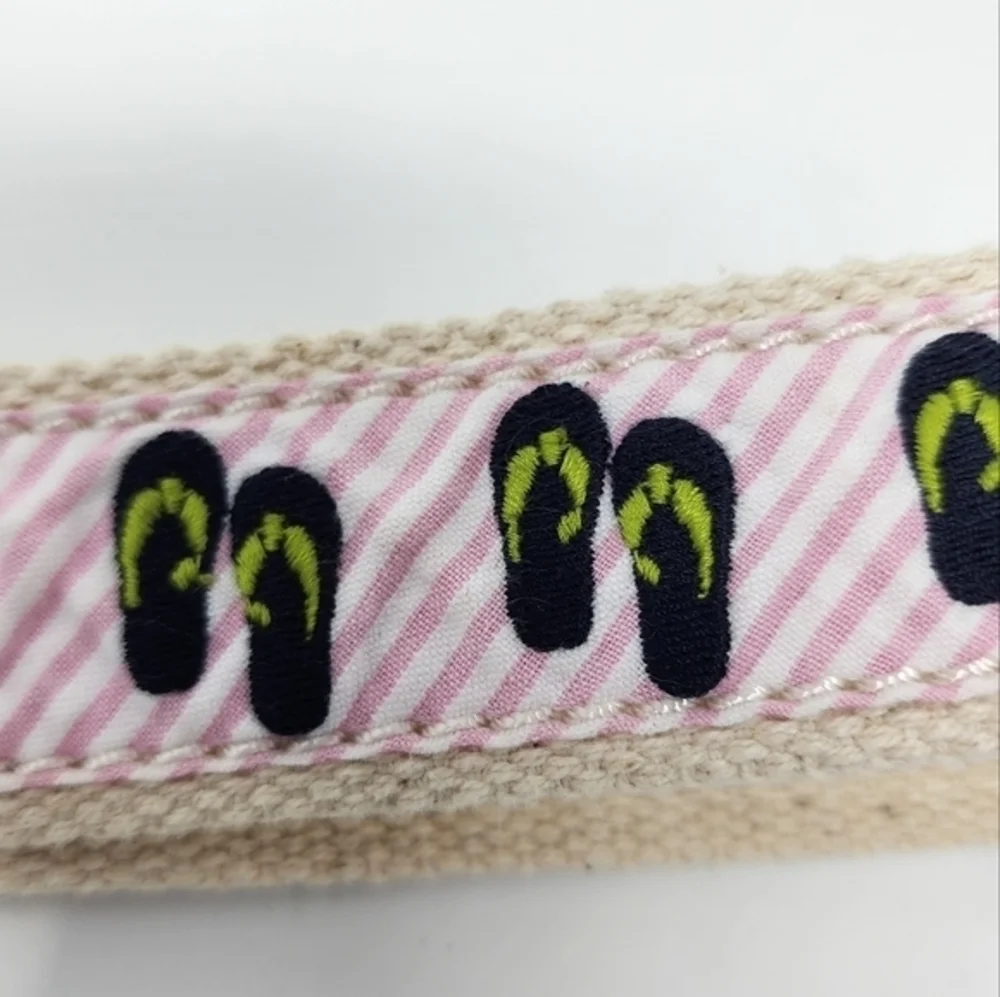 J. Crew Women's Pink Stripe Fabric Flip Flop Belt Size‎ S/M